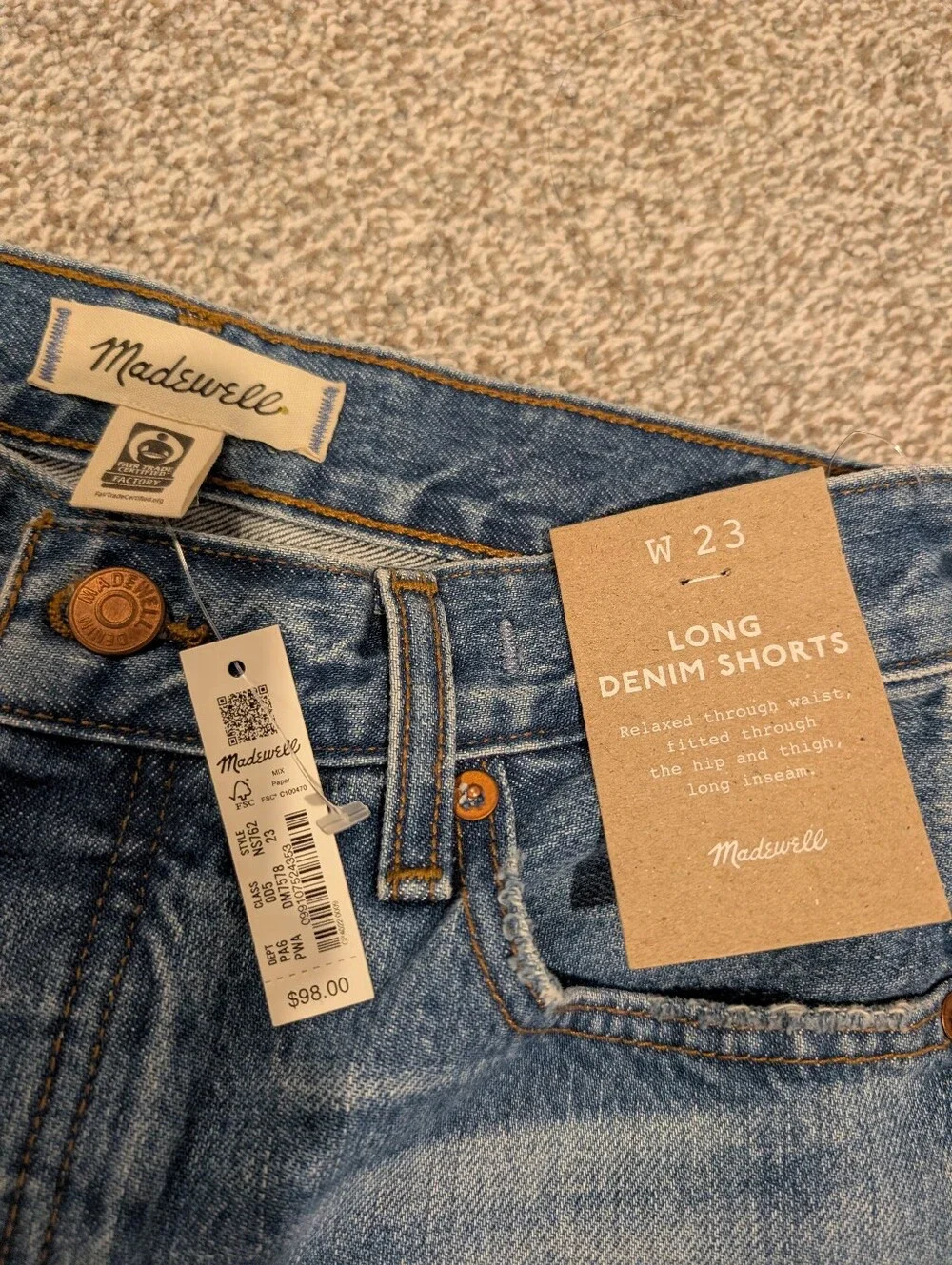 Madewell Women's Long Denim Shorts Size 23